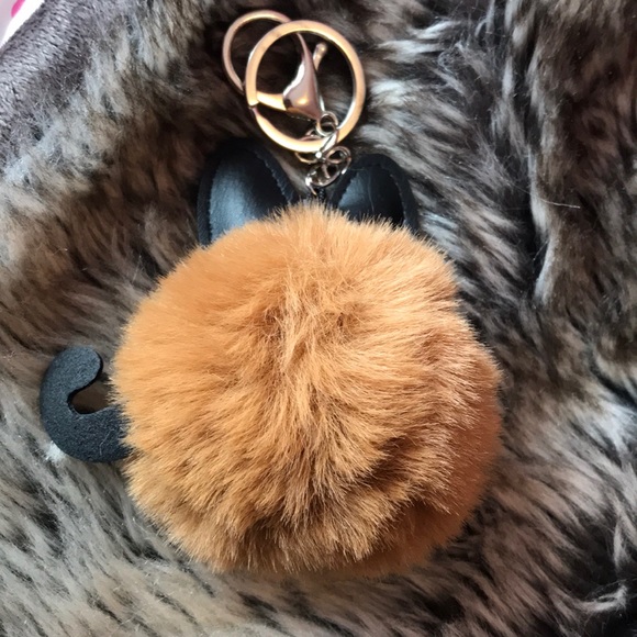 Kitty Cat Pom-Pom Keychain Bag Charm Faux Fur - Picture 5 of 5